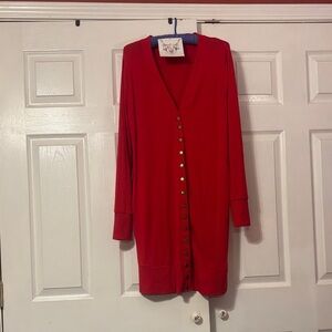 ZENANA Red Button-Up Cardigan